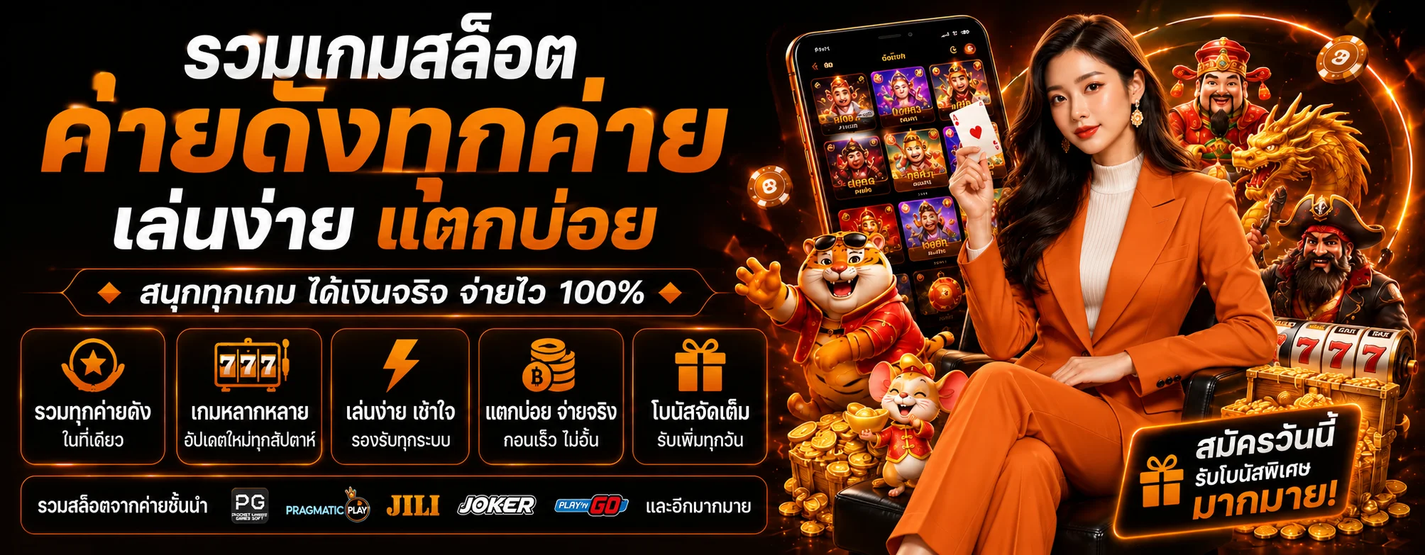 รวมค่ายเกมสล็อต ดีเฮง168 บนมือถือ